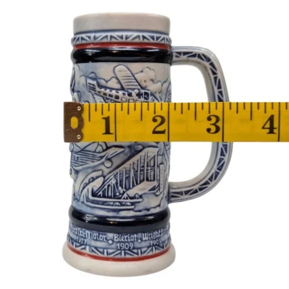 Vtg Avon Flying Classics Ceramic Stein Blue Wright Bros 1982 with Box - Picture 3 of 6
